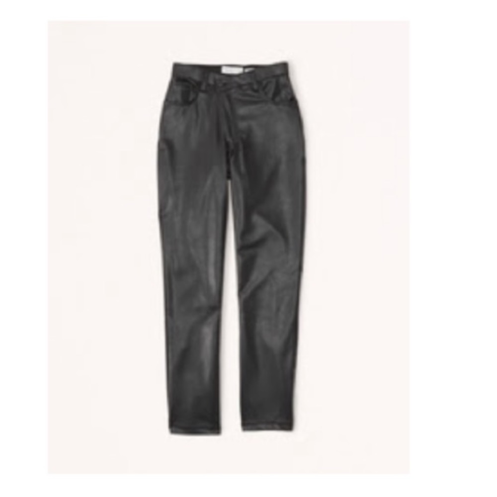 Abercrombie Curve Love Criss-Cross Waistband Vegan Leather 90s Straight Pants